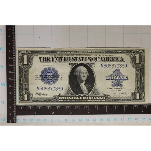1923 LARGE SIZE $1 SILVER CERTIFICATE BLUE SEAL