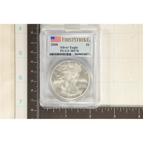 2008 AMERICAN SILVER EAGLE PCGS MS70 FIRST STRIKE