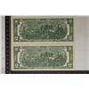 Image 2 : 2-1976 CONSECUTIVE SERIAL US $2 BILLS WITH
