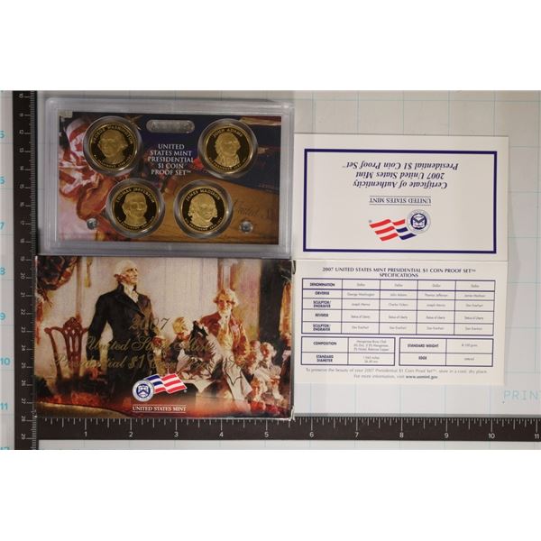 2007 US PRESIDENTIAL DOLLAR 4 COIN PF SET WITH BOX