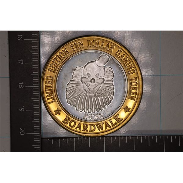 CASINO $10 SILVER TOKEN (UNC) BOARDWALK CASINO