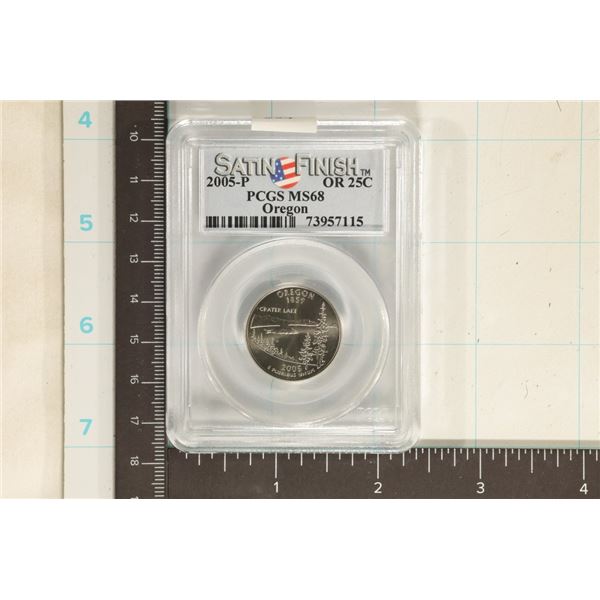 2005-P OREGON QUARTER PCGS MS68 SATIN FINISH