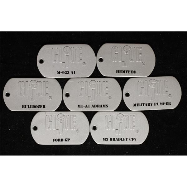 7 METAL G.I. JOE MILITARY VEHICLE DOG TAGS