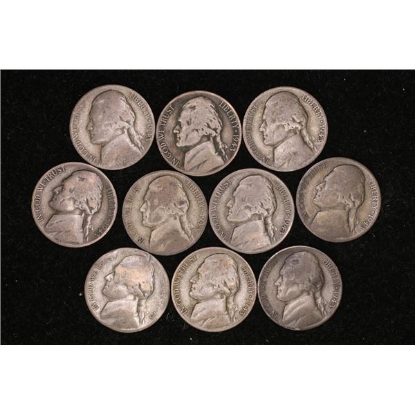 10-35% SILVER JEFFERSON WAR NICKELS: .563 OZ. ASW