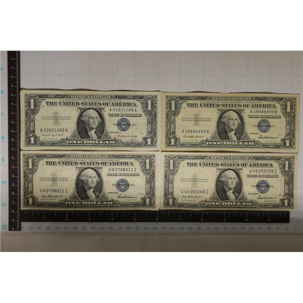 4-$1 SILVER CERTIFICATES: 2-1935-F AU-UNC'S, 1957
