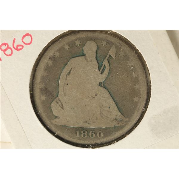 1860 SILVER SEATED LIBERTY HALF DOLLAR