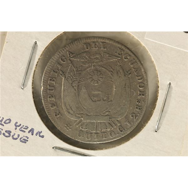 1848 / 7 ECUADOR SILVER 2 REALS .6670 FINENESS