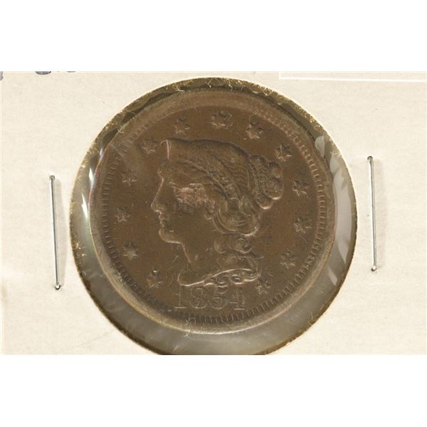 1854 US LARGE CENT. DENT IN CENTER OF COIN