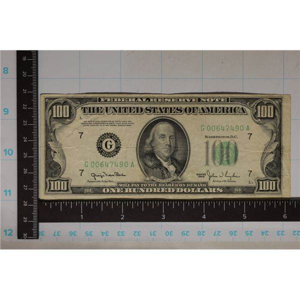 1950 US $100 FRN GREEN SEAL: G00647490A