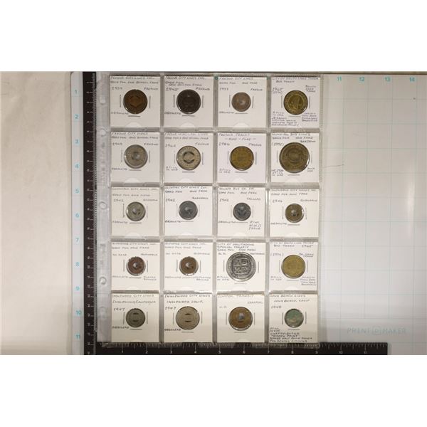 20 TRANSIT TOKENS: FRESNO CITY LINES,