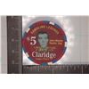 Image 2 : $5 CLARIDGE CASINO CHIP. GAMBLING LEGENDS "JOHN