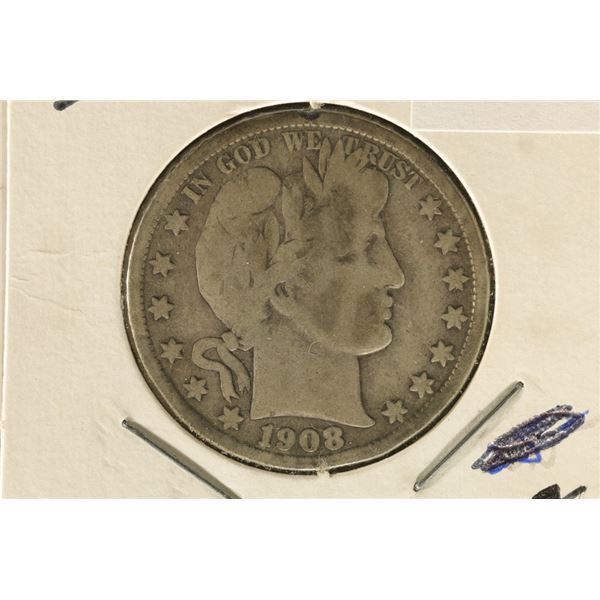 1908-O SILVER BARBER HALF DOLLAR
