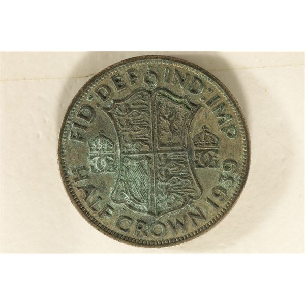 1939 GREAT BRITAIN SILVER HALF CROWN .2273 OZ. ASW