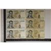 Image 1 : 6-BELGIUM 20 FRANC BILLS: MINOR STAINS ON A FEW