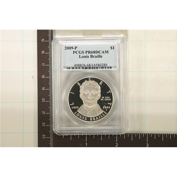 2009-P LOUIS BRAILLE US SILVER DOLLAR PCGS PR68