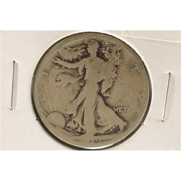1919-S SILVER WALKING LIBERTY HALF DOLLAR BENT