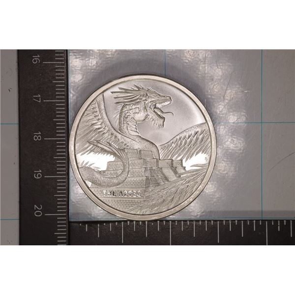 1 TROY OZ .999 FINE SILVER UNC "THE AZTEC" ROUND