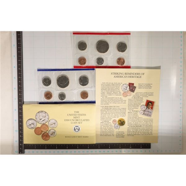 1990 US MINT SET (UNC) P/D (WITH ENVELOPE) AND