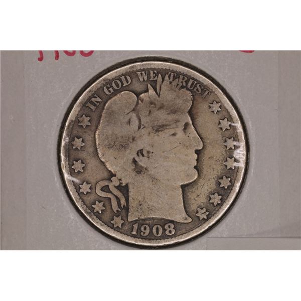 1908-0 SILVER BARBER HALF DOLLAR