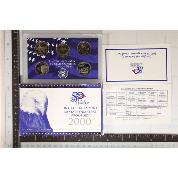 20000 US 50 STATE QUARTERS PROOF SET WITH BOX