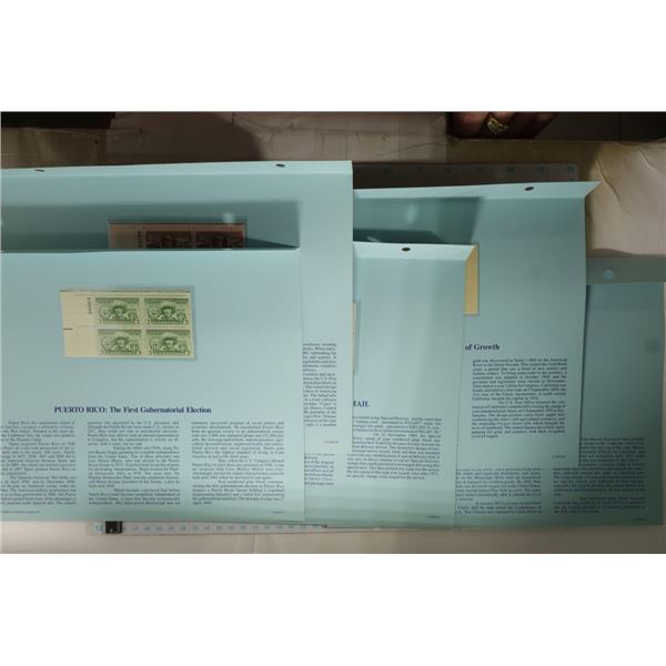 5-PAGES OF STAMP BLOCKS WITH 4 STAMPS EACH,