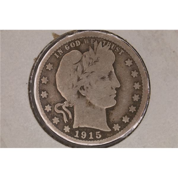 1915 SILVER BARBER QUARTER VG