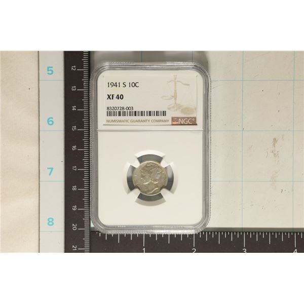 1941-S SILVER MERCURY DIME NGC XF40