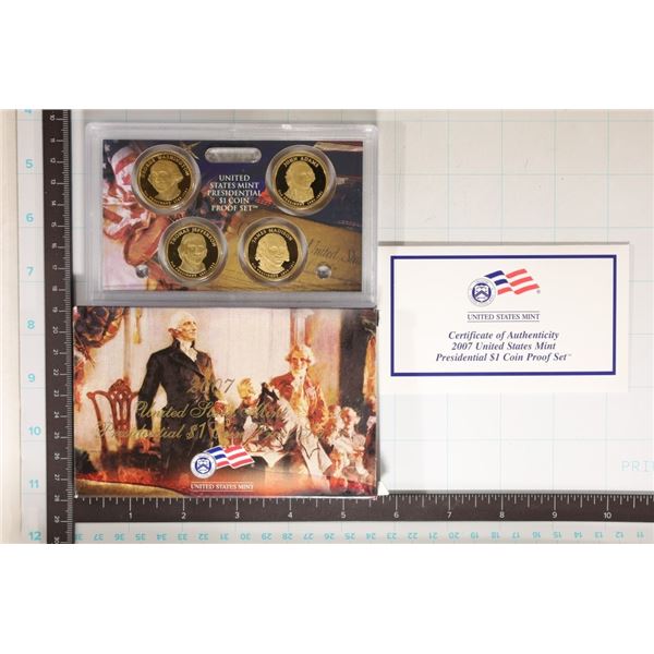 2007 US PRESIDENTIAL DOLLAR 4 COIN PF SET IN BOX