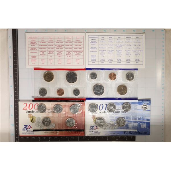 2001 US MINT SET (UNC) P/D (WITH ENVELOPES)