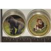Image 1 : 2 GOLD PLATED APPROX. 1 OZ ANIMAL WORLD ROUNDS: