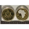 Image 2 : 2 GOLD PLATED APPROX. 1 OZ ANIMAL WORLD ROUNDS: