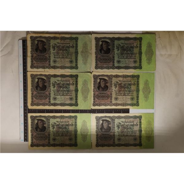 6-1922-GERMAN 50000 MARK BILLS: 3 OF THE BILLS