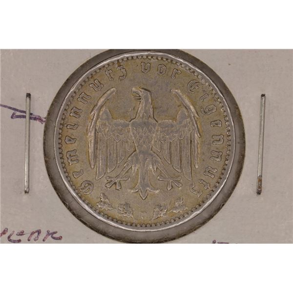 ERROR 1936-D GERMAN 1 REICHSMARK AU/UNC COIN