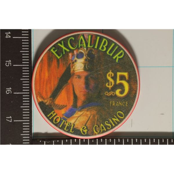 $5 EXCALIBUR CASINO CHIP. TOURNAMENT OF KINGS