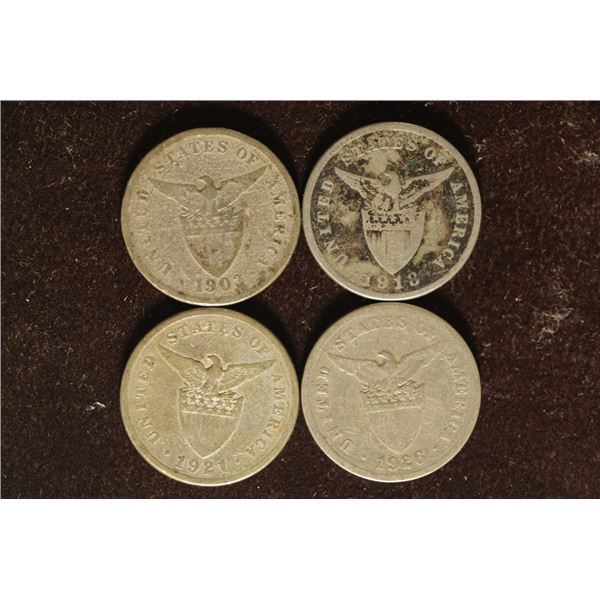 1903, 18, 21 & 1926 US / PHILIPPINES 5 CENTAVO
