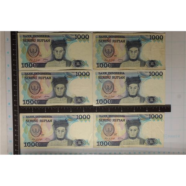6-1987 INDONESIA 1000 RUPIAH BILLS