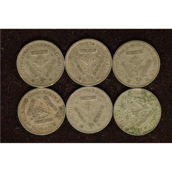 1933, 34, 37, 40, 42 & 1952 SOUTH AFRICA SILVER 3