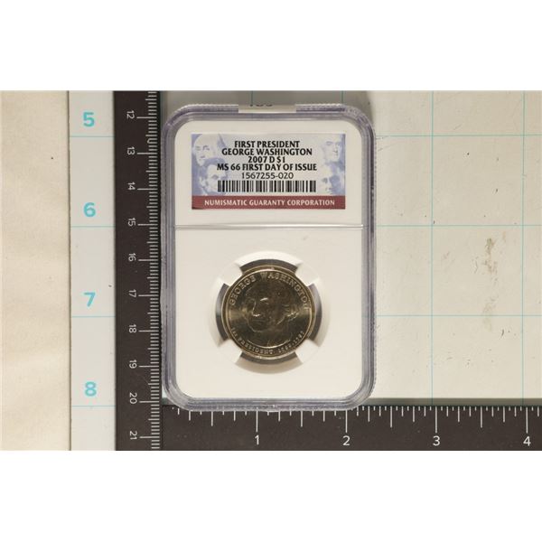 2007-D GEORGE WASHINGTON US $1 NGC MS66
