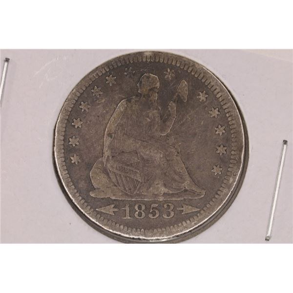1853 SILVER SEATED LIBERTY QUARTER FINE