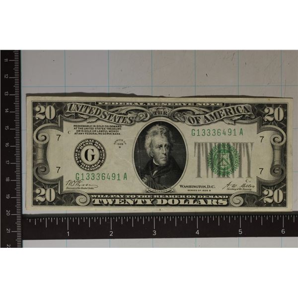 1928-B US $20 FRN BILL GREEN SEAL