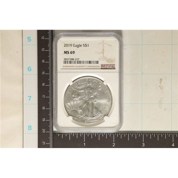 2019 AMERICAN SILVER EAGLE NGC MS69 1 OZ. SILVER