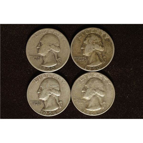 2-1950-D, 1956-D & 1961-D WASHINGTON SILVER