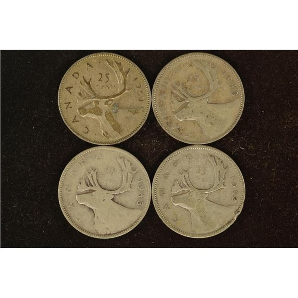 4 SILVER CANADA 25 CENTS: .6 OZ. ASW TOTAL