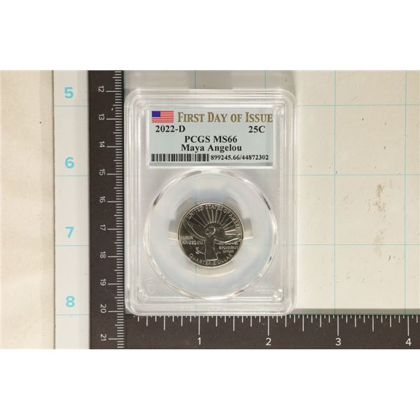 2022-D MAYA ANGELOU QUARTER PCGS MS66