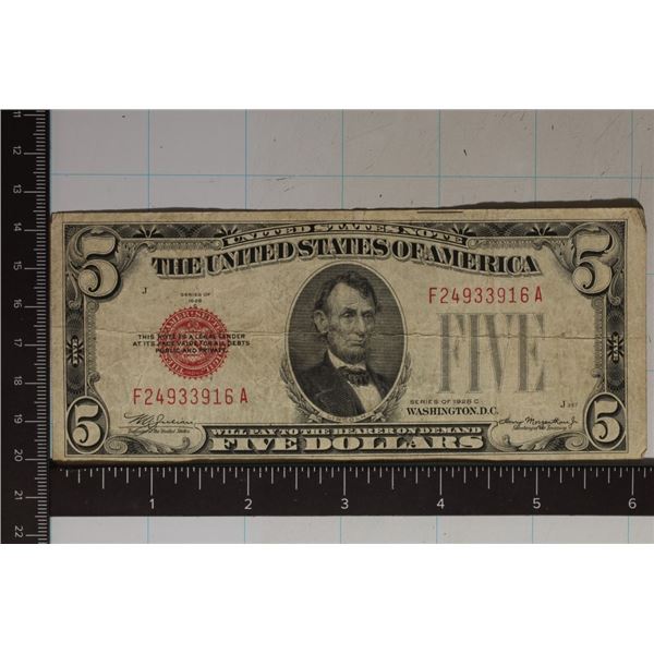 1928-C US $5 RED SEAL NOTE