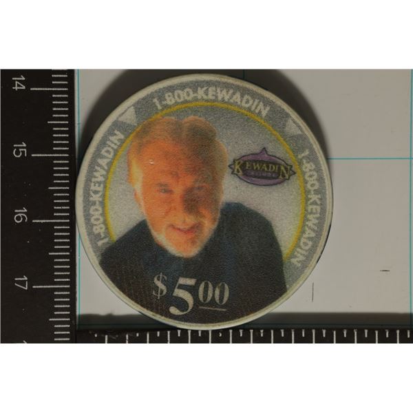 $5 KEWADIN CASINO CHIP. SAULT STE MARIE TRIBE OF