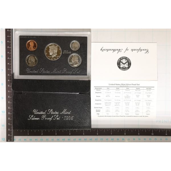 1995 US SILVER PROOF SET (WITH BOX) AND CERT.