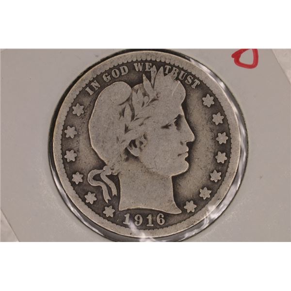 1916-D SILVER BARBER QUARTER