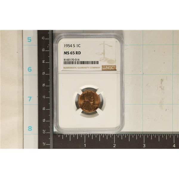 1954-S LINCOLN WHEAT CENT NGC MS65RD