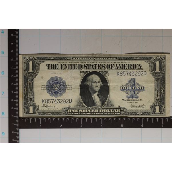 1923 US LARGE SIZE $1 SILVER CERTIFICATE HORSE